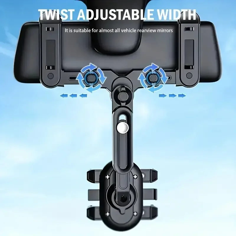 360° Rotating Car Rearview Mirror Phone Holder - Perfect for Kids and Adults - Compatible with Phones and GPS Devices - Sturdy a